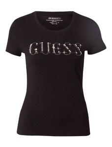 GUESS Тениска черно / прозрачно