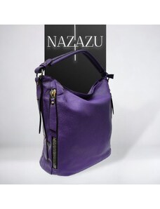 NAZAZU Модерна дамска чанта с голями странични ципове - Лилава 281221