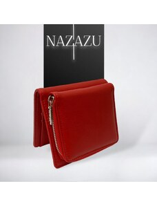 NAZAZU Практично и стилно дамско портмоне с тик-так затваряне - Червено 281208