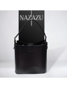 NAZAZU Стилна твърда дамска чанта с магнитно закопчаване - Черна 281224