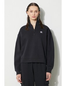 Суичър adidas Originals Essentials Halfzip Sweatshirt в черно с изчистен дизайн IU2711