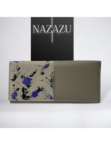 NAZAZU Ръчно рисувано стилно дамско портмоне - Сиво & Лилаво & Черно 010105