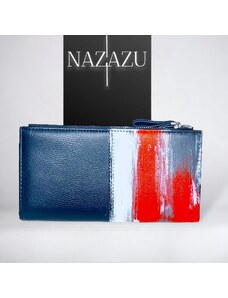 NAZAZU Ръчно рисувано стилно дамско портмоне тип книга - Черно & Червено & Бяло & Сиво 010107