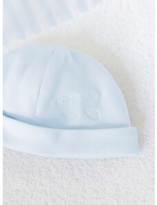 Бебешка памучна шапка Tartine et Chocolat в синьо с фина плетка от памук