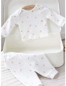 Детска памучна пижама Tartine et Chocolat в бяло с десен