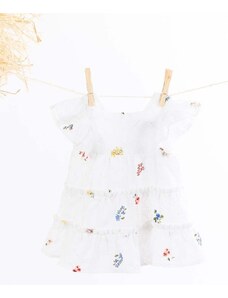 Бебешка памучна рокля Tartine et Chocolat в бяло къса разкроена