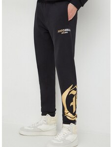 Памучен спортен панталон Just Cavalli в черно с принт 76OAAG24 CF300
