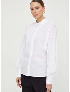 Риза Liviana Conti дамска в бяло със стандартна кройка с класическа яка F4SK69
