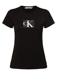 Calvin Klein Jeans Тениска черно / сребърно / бяло