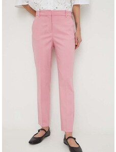 Панталон с лен Liviana Conti в розово с кройка тип цигара, висока талия F4SP43
