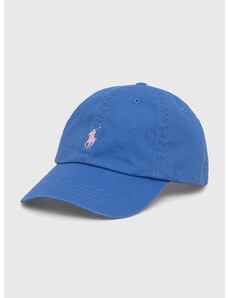 Памучна шапка с козирка Polo Ralph Lauren в синьо с апликация 710667709