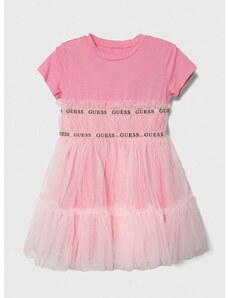 Детска рокля Guess в розово къса разкроена