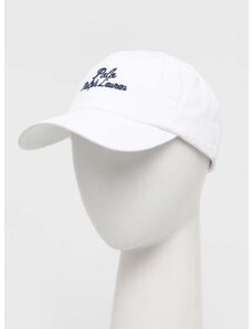 Памучна шапка с козирка Polo Ralph Lauren в бяло с принт 710936498