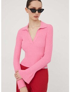 Пуловер HUGO дамски в розово от лека материя 50507957