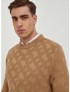 Вълнен пуловер BOSS мъжки в бежово от лека материя 50506033