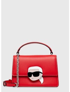 Кожена чанта Karl Lagerfeld в червено