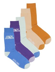 JACK & JONES Къси чорапи 'KONGA' кралско синьо / пастелно синьо / тъмнолилаво / оранжево / кайсия