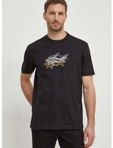 Памучна тениска Paul&Shark в черно с принт 24411041