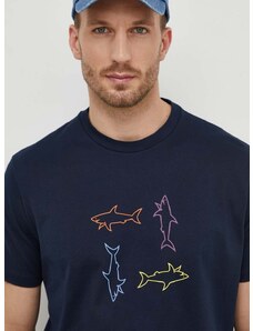 Памучна тениска Paul&Shark в тъмносиньо с принт 24411088