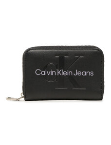CALVIN KLEIN Портфейл Sculpted Med Z/A Mono Wallet K60K607229 0GL black/metallic logo