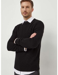 Вълнен пуловер BOSS мъжки в черно от лека материя 50506035