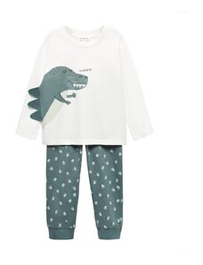 MANGO KIDS Комплект пижама 'Dinoflap' тъмнозелено / черно / бяло