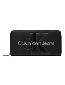 CALVIN KLEIN Портфейл Sculpted Zip Around Mono K60K607634 0GL black/metallic logo