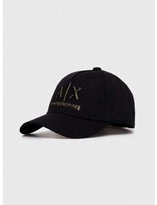 Памучна шапка с козирка Armani Exchange в черно с принт 954227 4R121
