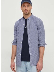 Риза Polo Ralph Lauren мъжка в тъмносиньо с кройка по тялото яка копче 710929345