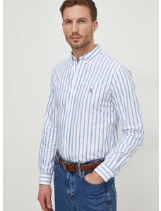 Памучна риза Polo Ralph Lauren мъжка в синьо с кройка по тялото яка копче 710938684