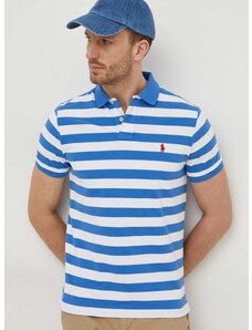 Памучна тениска с яка Polo Ralph Lauren в синьо с десен 710934552