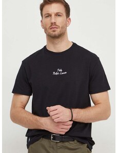 Памучна тениска Polo Ralph Lauren в черно с изчистен дизайн 710936585