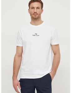 Памучна тениска Polo Ralph Lauren в бяло с изчистен дизайн 710936585