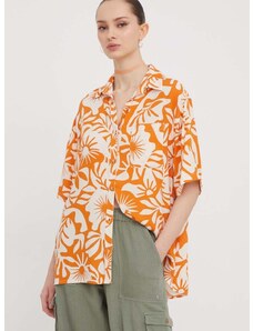Риза Billabong On Vacation дамска в оранжево със свободна кройка с класическа яка