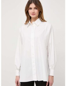 Памучна риза Weekend Max Mara дамска в бяло със стандартна кройка с класическа яка 2415111051600