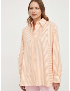 Памучна риза Weekend Max Mara дамска в оранжево със стандартна кройка с класическа яка 2415111051600