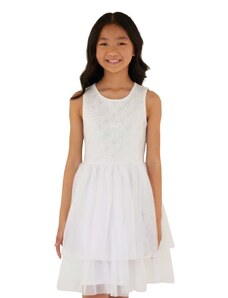 Детска рокля Guess в бяло къса разкроена