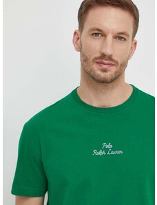 Памучна тениска Polo Ralph Lauren в зелено с изчистен дизайн 710936585