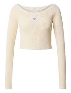 Calvin Klein Jeans Пуловер светложълто / бяло