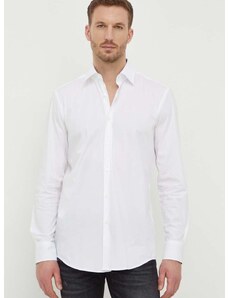 Риза BOSS мъжка в бяло с кройка по тялото класическа яка 50508751