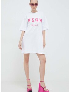 Памучна рокля MSGM в бяло къса със стандартна кройка 3641MDA510.247002