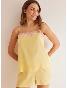 Пижама women'secret SENSE VALENTINE дамска в жълто от сатен 2547594