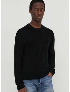 Вълнен пуловер AllSaints мъжки в черно от лека материя
