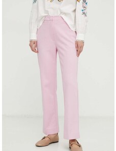 Панталон Weekend Max Mara в розово със стандартна кройка, с висока талия 2415781051600