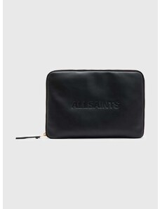 Кожен калъф за лаптоп AllSaints Saff Lea в черно
