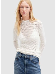Пуловер AllSaints AVRIL дамски в бяло с ниско поло