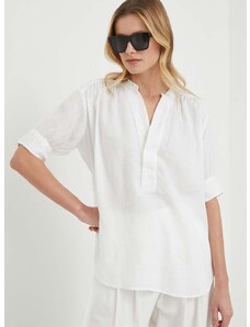 Ленена блуза Polo Ralph Lauren в бяло с изчистен дизайн 211925088