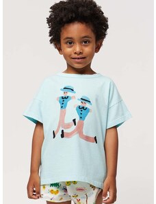 Детска памучна тениска Bobo Choses в синьо с принт