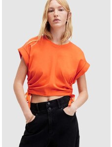 Памучна блуза AllSaints MIRA в оранжево с изчистен дизайн