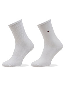 Комплект 2 чифта дълги чорапи дамски Tommy Hilfiger 701227563 White 003